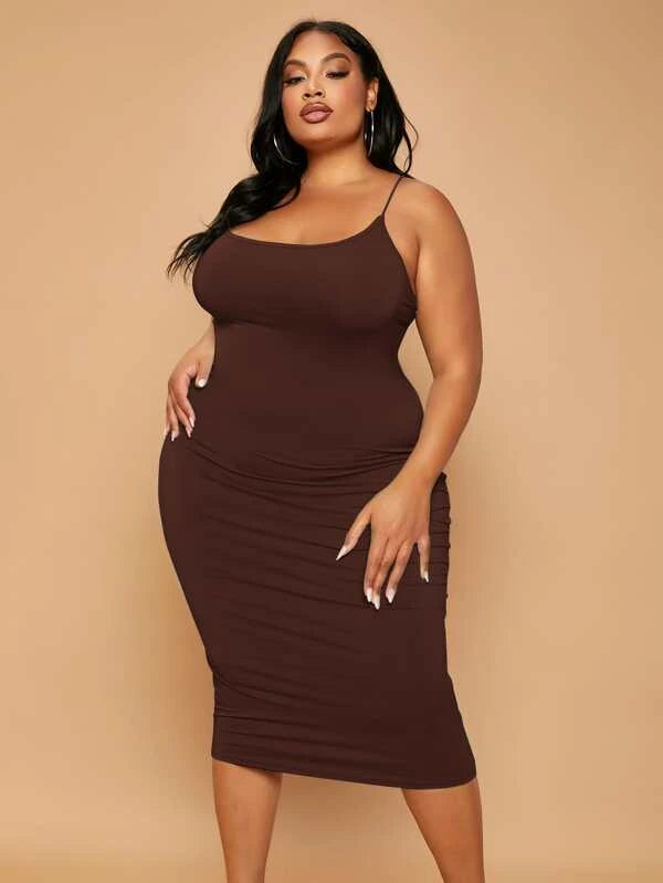 (Plus) Solid Criss Cross Backless Bodycon Dress