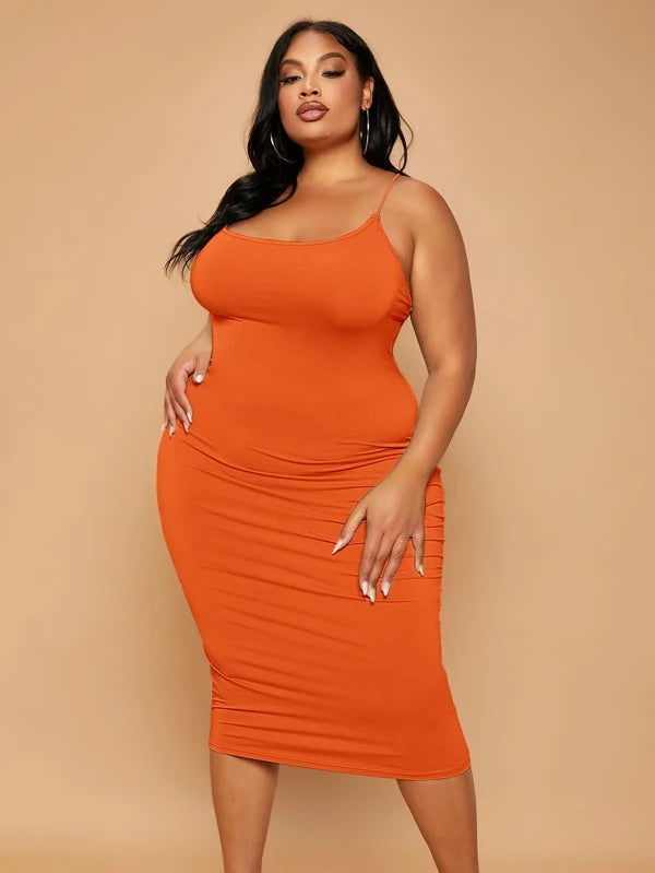 (Plus) Solid Criss Cross Backless Bodycon Dress