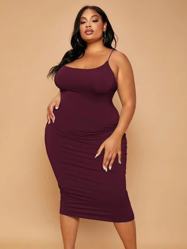 (Plus) Solid Criss Cross Backless Bodycon Dress