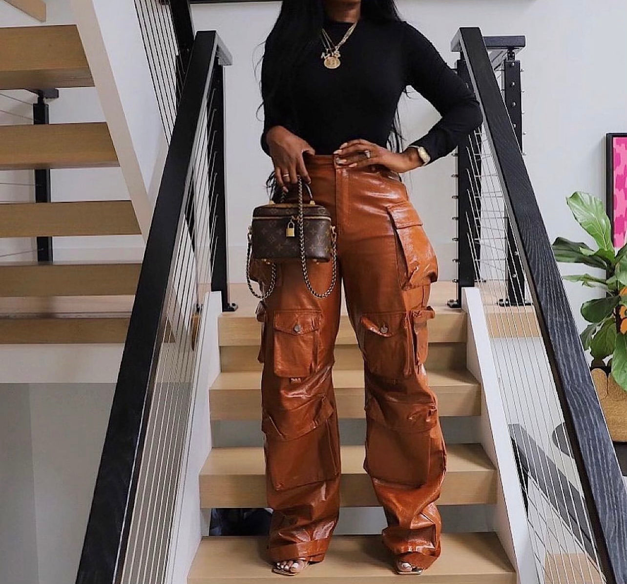 Leather Pants with Cargo Pockets