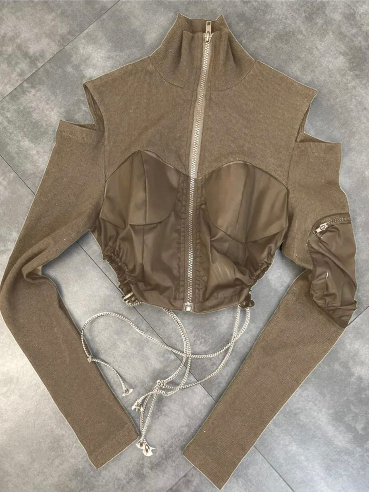 Open Shoulder Cropped Jacket