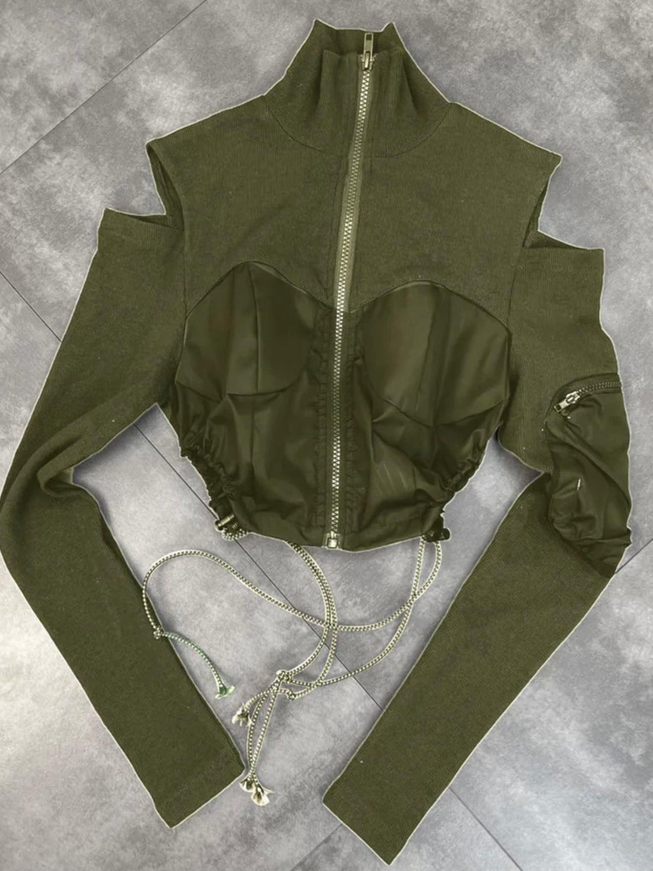 Open Shoulder Cropped Jacket