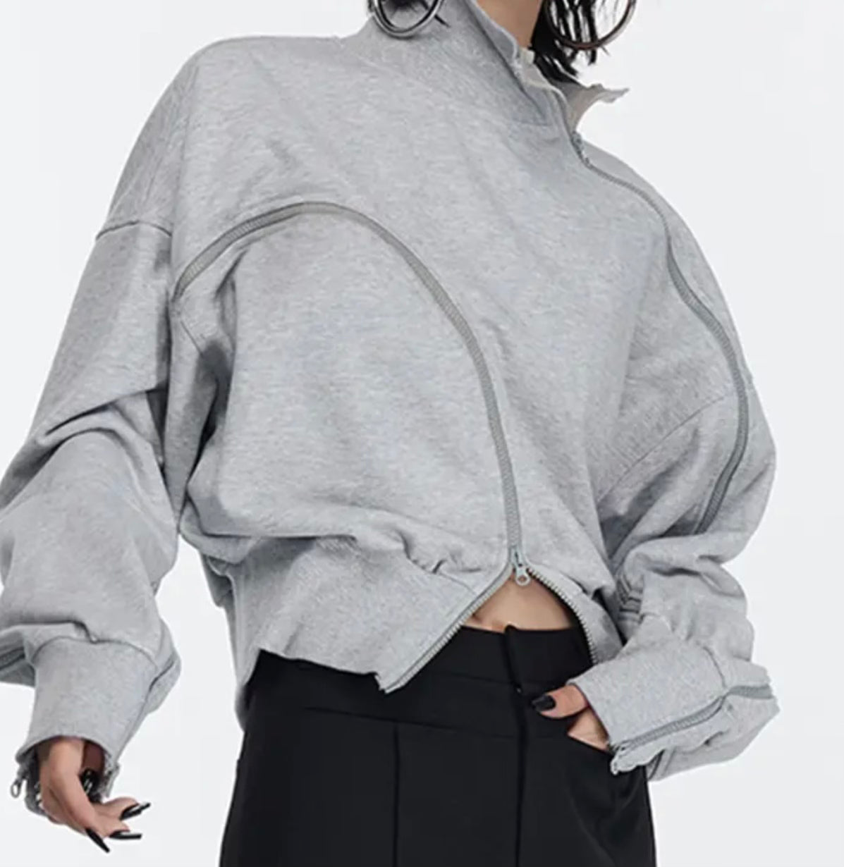 Round Zip Longsleeve Top