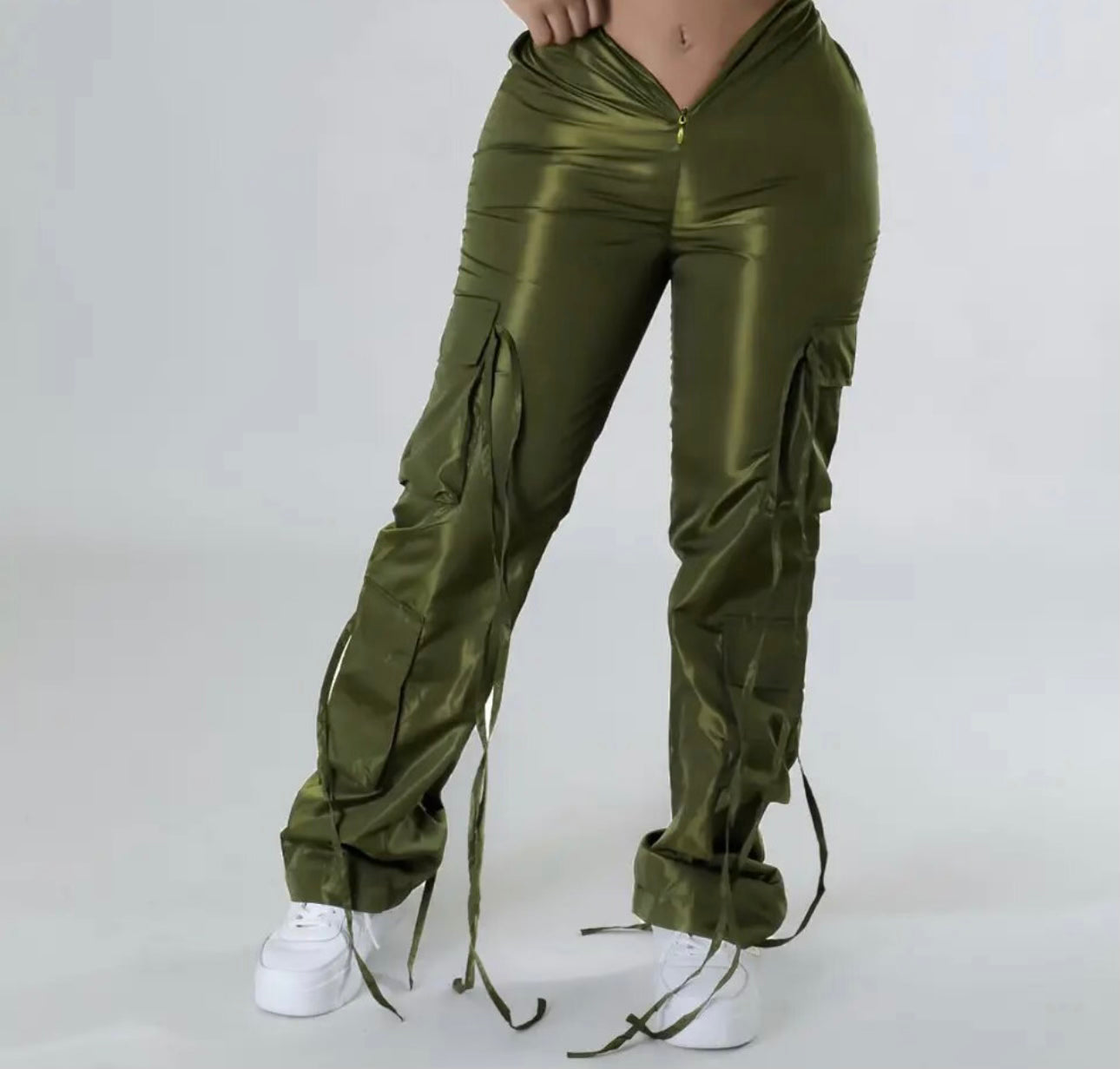 Loose Fit Cargo Pants with Bow Ties