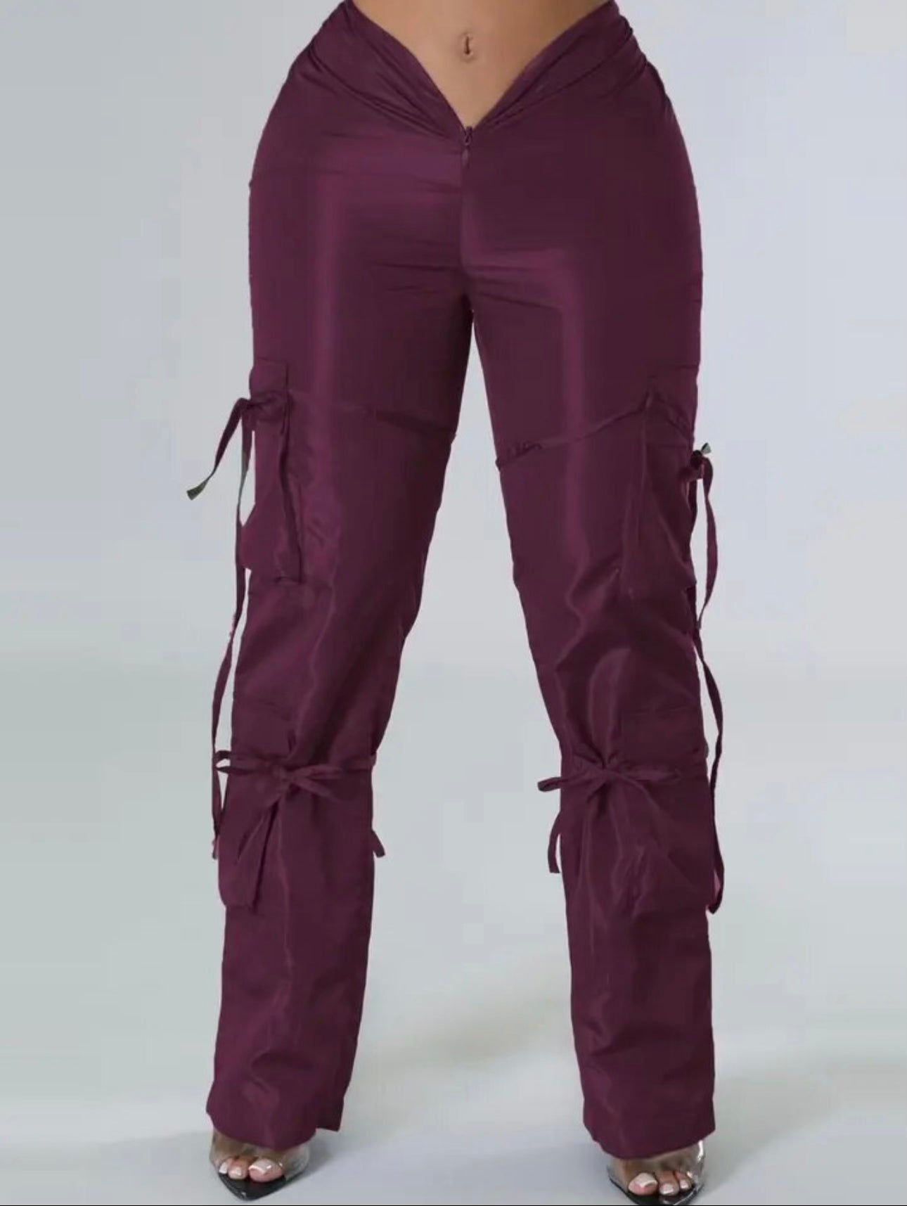 Loose Fit Cargo Pants with Bow Ties