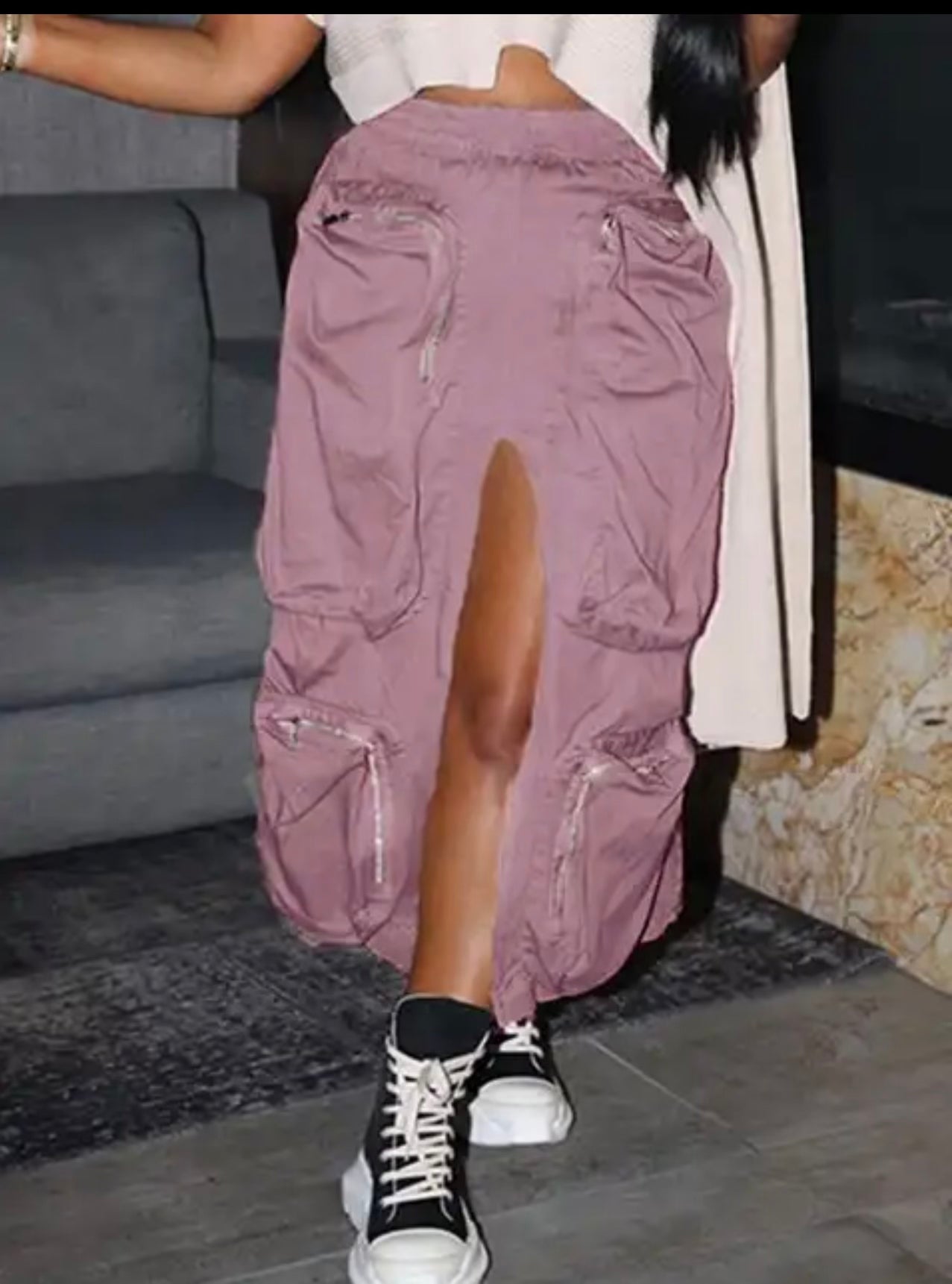 Middle Split Cargo Skirt