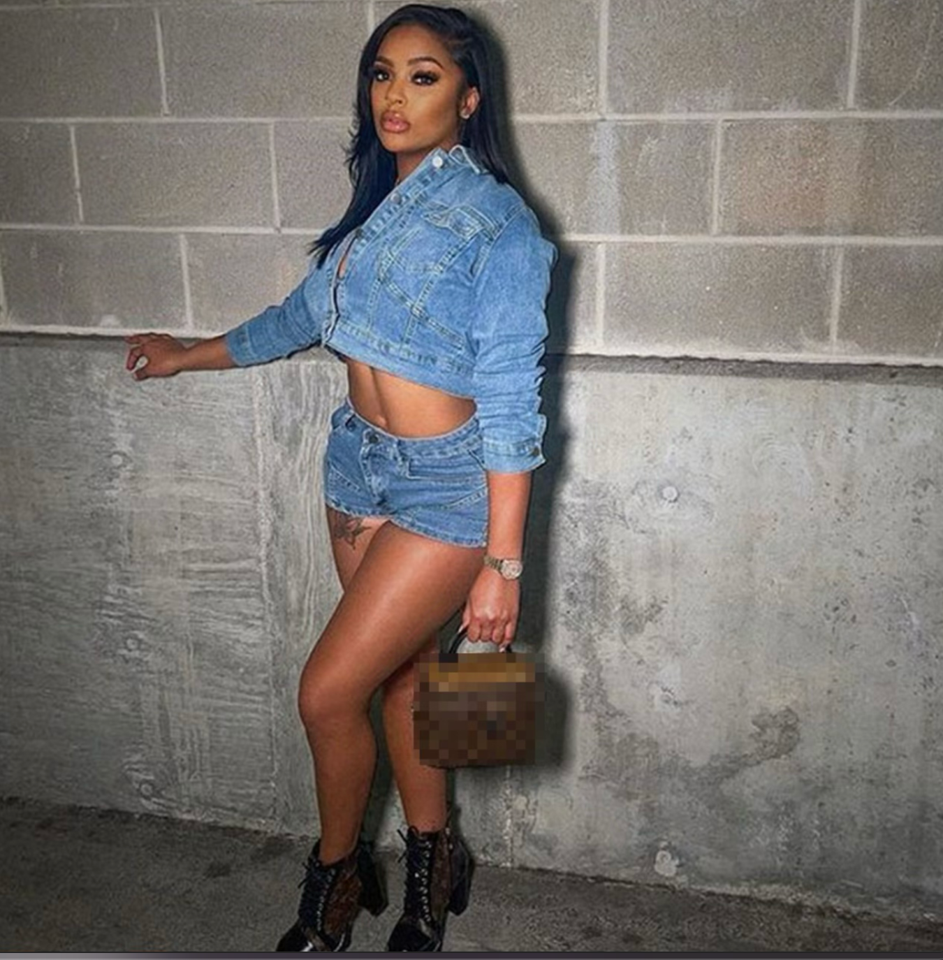 Two Piece Denim Short Set