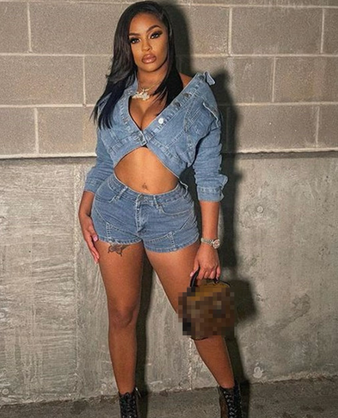 Two Piece Denim Short Set