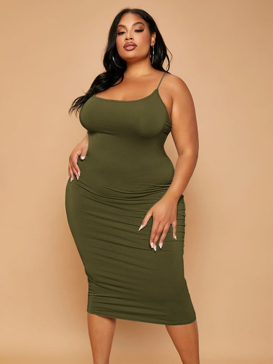 (Plus) Solid Criss Cross Backless Bodycon Dress