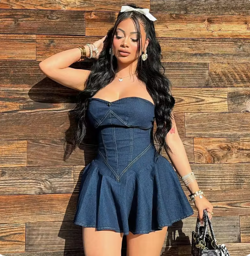 Denim Corset Mini Dress