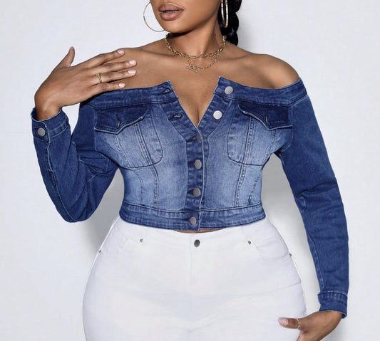 Off Shoulder Denim Jacket